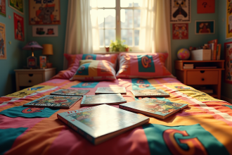 Chambre d'enfant des années 90 avec comics célèbres