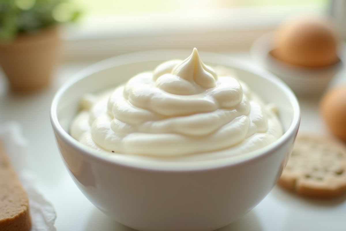 Crème chantilly maison en bol crème légère et aérienne