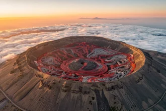 Cratère du Piton de la Fournaise au lever du jour