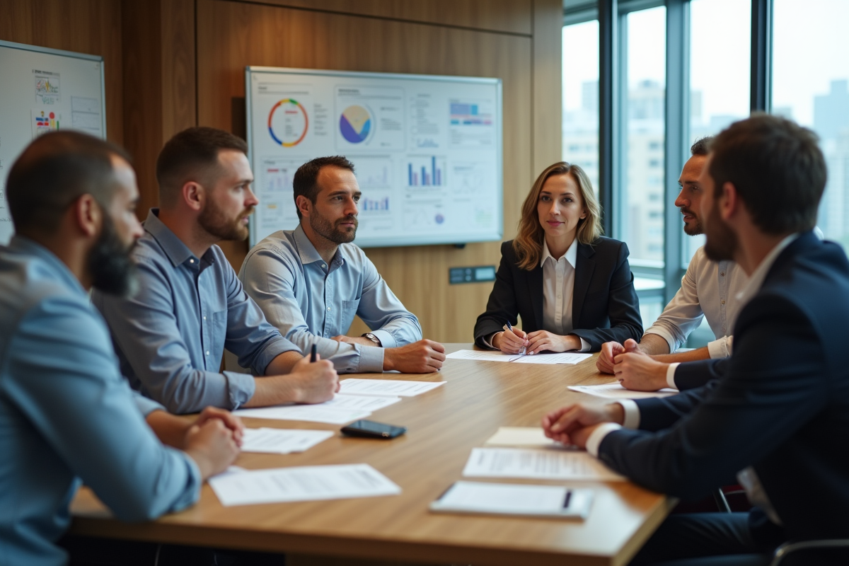 Groupe de professionnels en réunion de travail