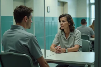 Femme adulte en visite dans un centre institutionnel