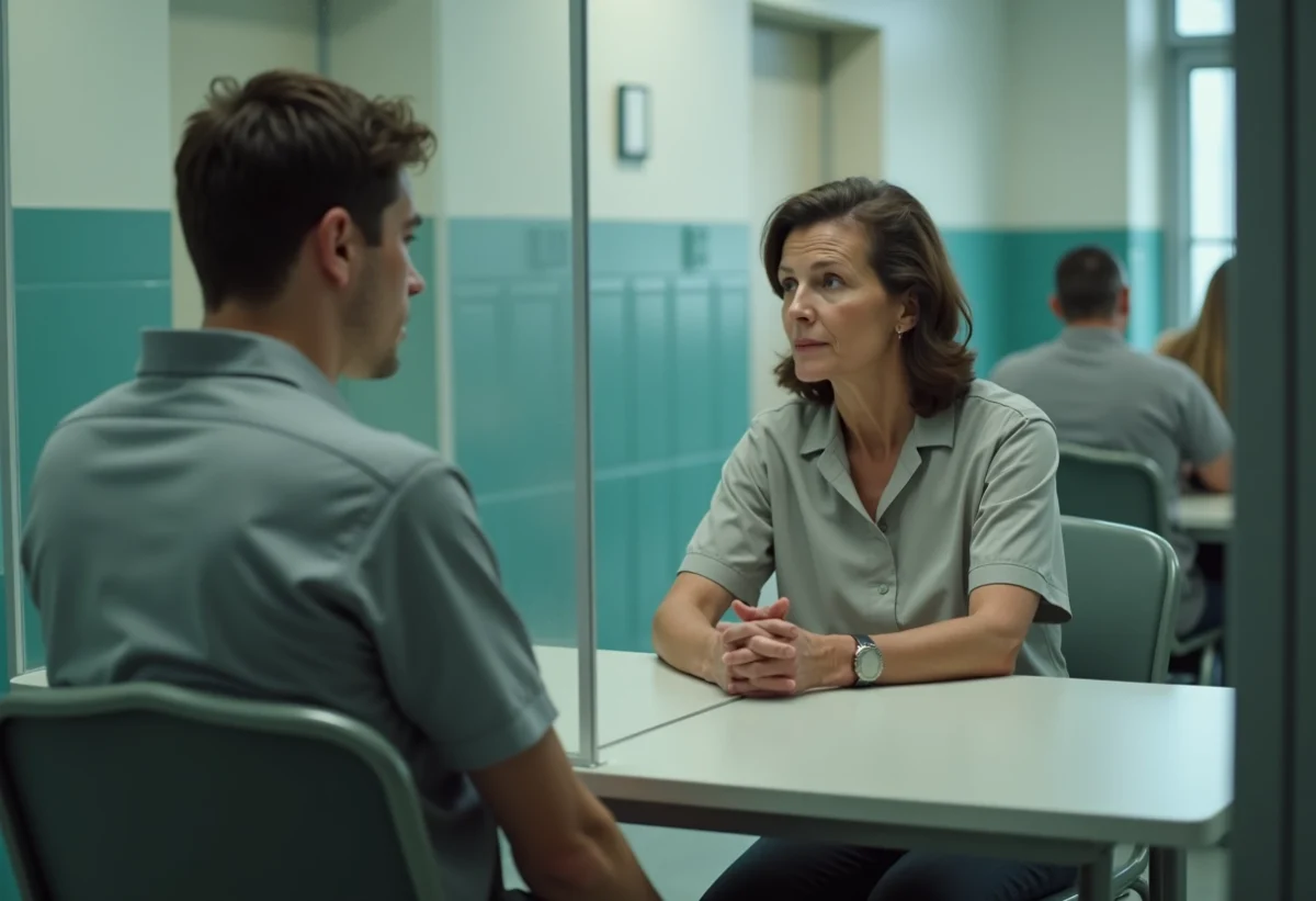 Femme adulte en visite dans un centre institutionnel