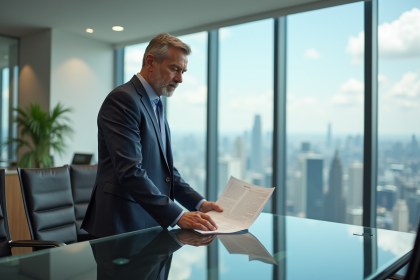 Homme d'affaires en costume dans un bureau moderne