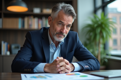 Homme d'affaires pensif dans un bureau moderne