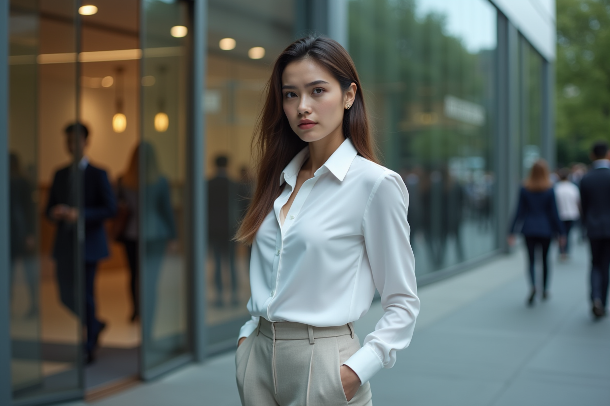Jeune femme debout près d