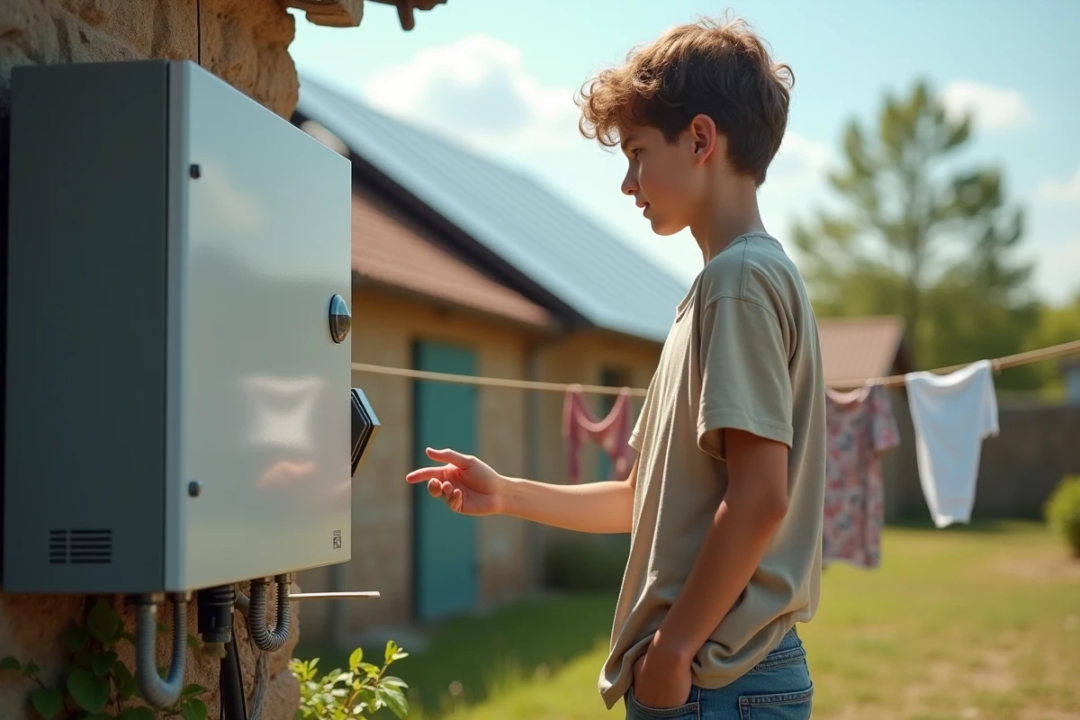 Jeune garçon vérifiant l