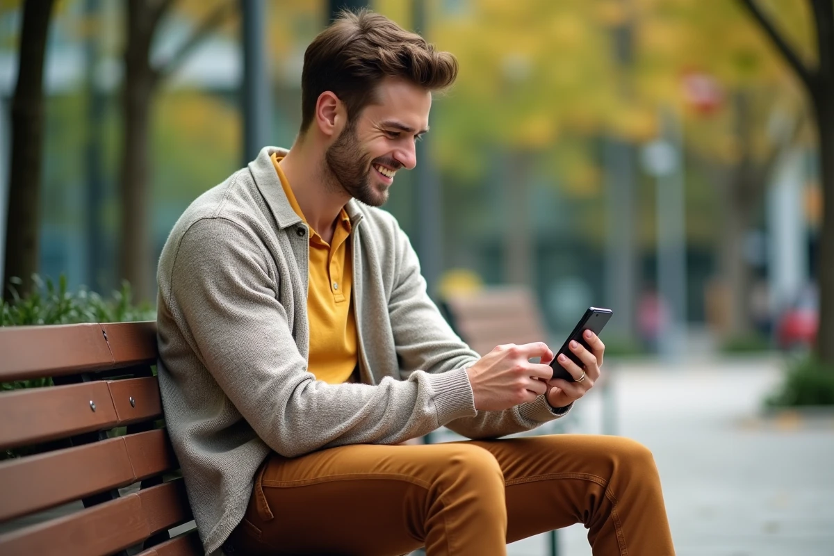 Jeune homme en ville avec application de couleurs