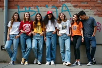 Groupe de jeunes en streetwear dans une ruelle urbaine