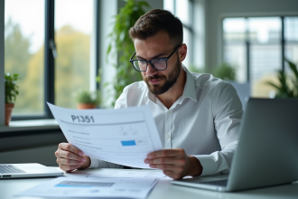 Professionnel concentré analysant documents techniques P1351
